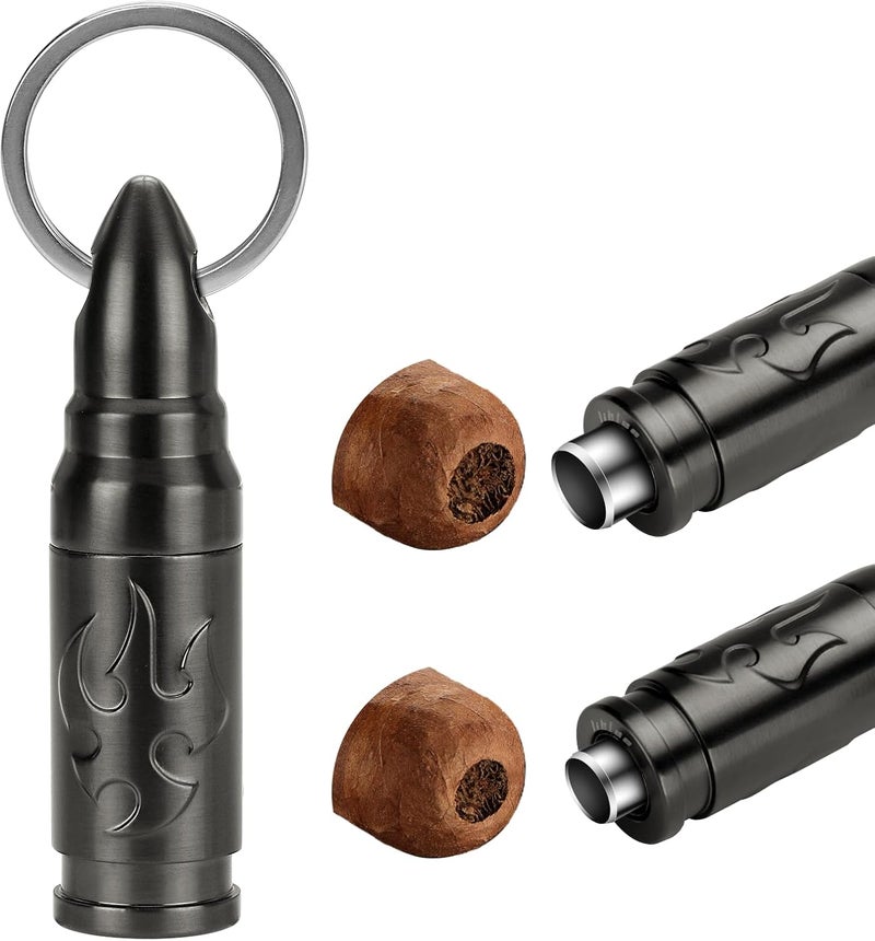 LIHTUN Portable Cigar Punch Cutter - Twist-Out Cigar Punch with 2 Sizes, Clockwise Switch Between Large and Small Punch Holes, Precision Cutting for Various Cigars (Gunmetal) - Image 1